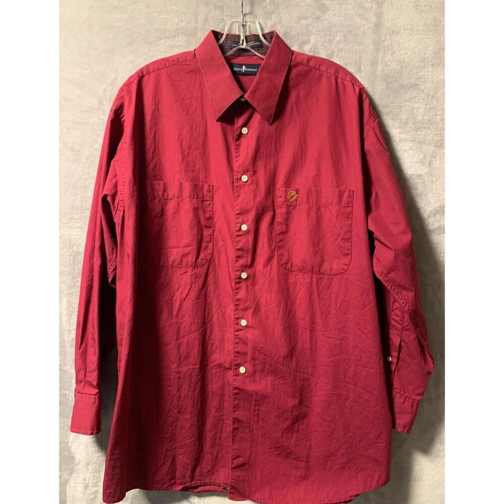 Payne Stewart Shirt Mens 16 1/2 32/33 Maroon‎ Long Sleeve Button Up Classic